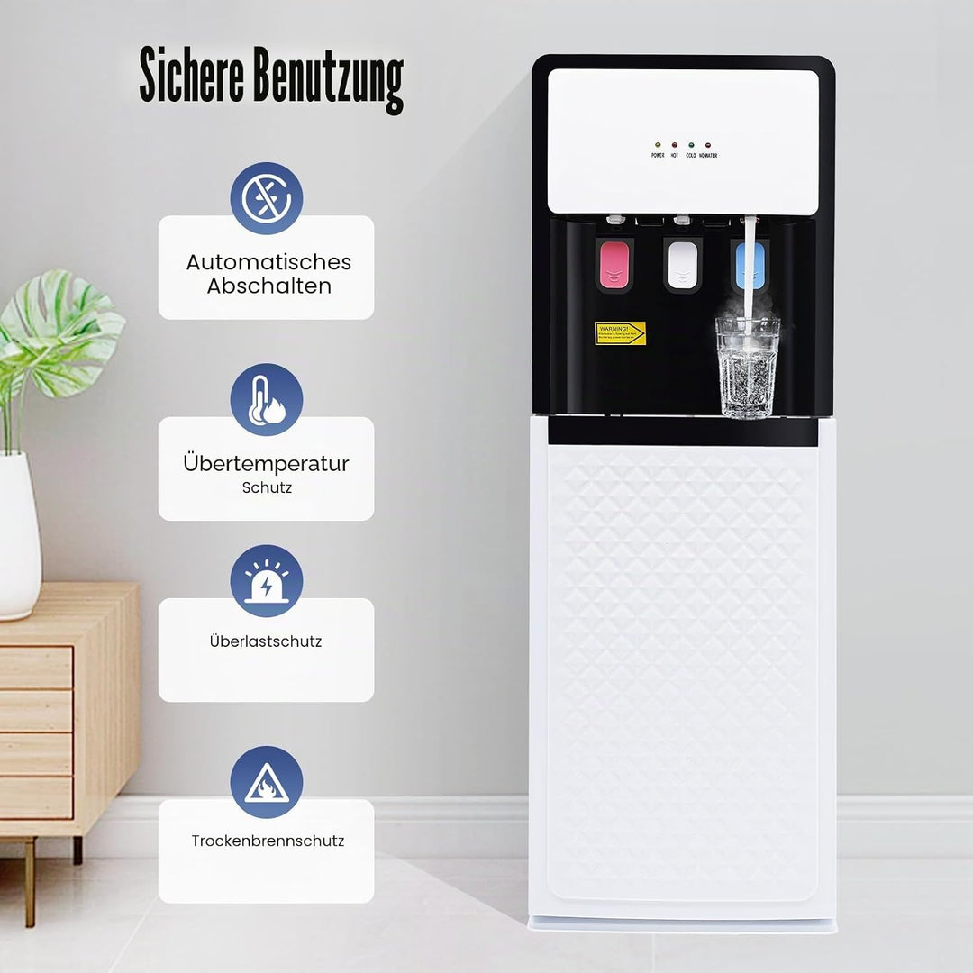 500W Wasserspender Bodenstehender Wasserspender mit Thermostat Schutzfunktion Kalt Heiss Doppelfunkt
