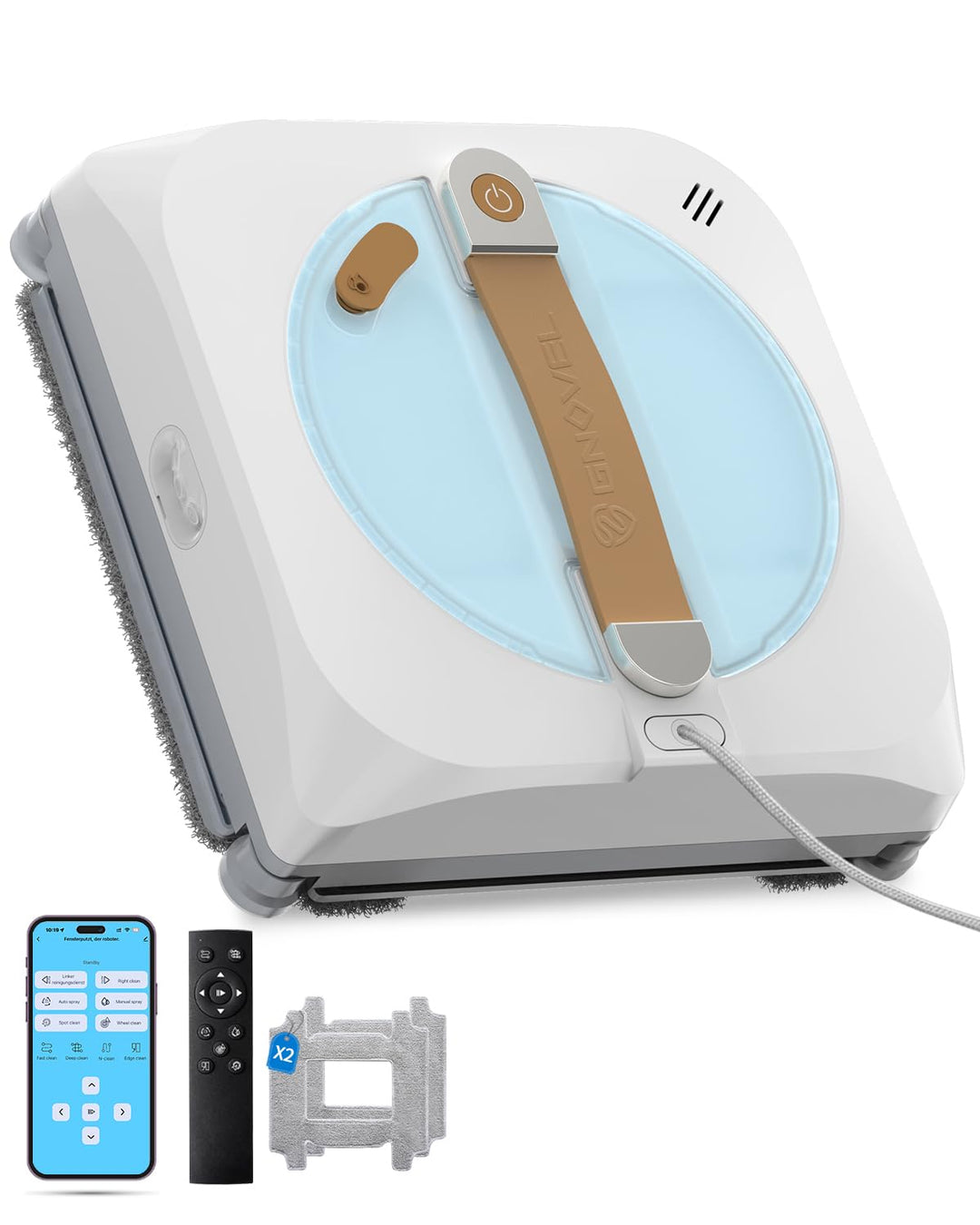 Starker Fensterroboter mit 8000Pa Saugkraft, 4-in-1 Reinigungsmodi, 15-Fach Sicherheitssystem & 180m