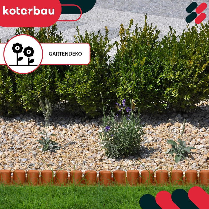 KOTARBAU® Garten-Palisade 60mm x 4,05m Ziegelrot zum Abgrenzen von Rasen und Gehwegen, Ziegelrot