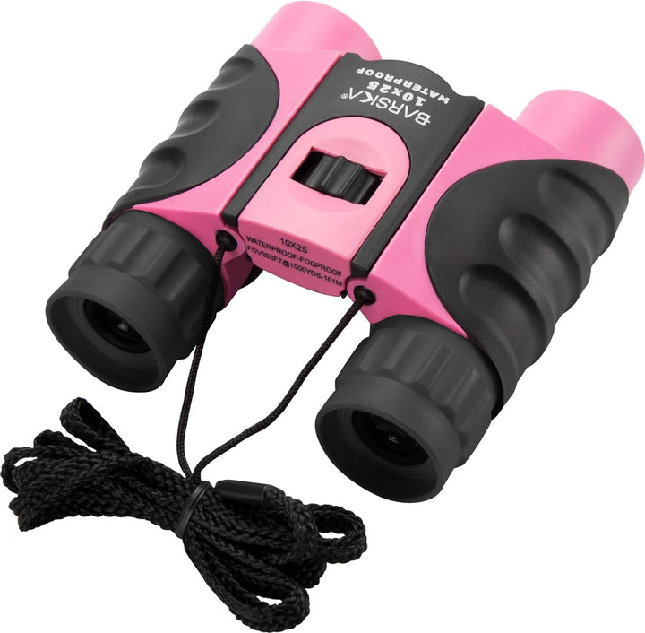 BARSKA 10x25 wasserdichtes Fernglas Pink-Schwarz, Pink-Schwarz