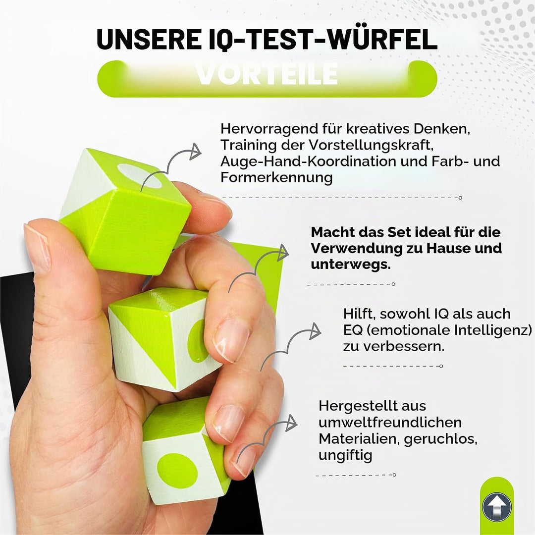 PrfcNL IQ-Testwürfel (Grün) – 9 Würfel für Blockdesign, WAIS IV- und WISC V-Testvorbereitung