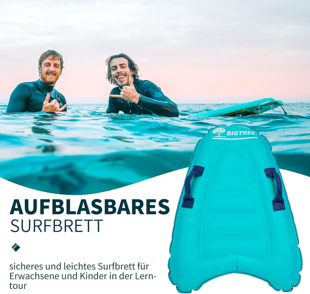 BIGTREE Bodyboard Aufblasbar Aufblasbares Surfbrett, leichtes tragbares Schwimmenbrett mit Griffen,