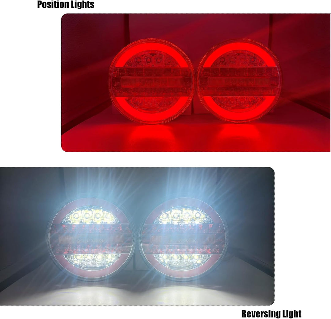 AOJO 2 x Rund LED Rücklicht Set für Anhänger, 12V 24V Universelles Hamburger Rücklichter Wasserdicht