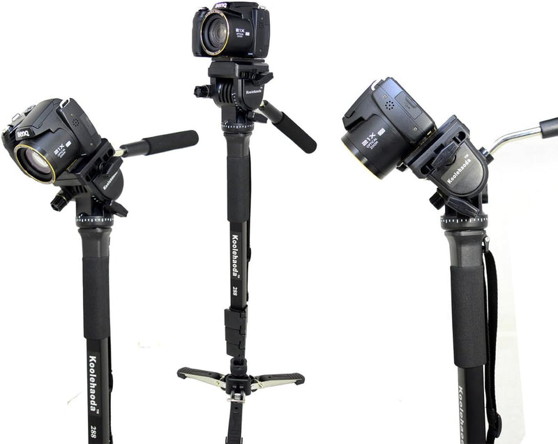 Video Einbeinstativ Kit, 148 cm Fluidkopf Einbeinstativ mit abnehmbarem Stativfuss für DSLR-Kamera.