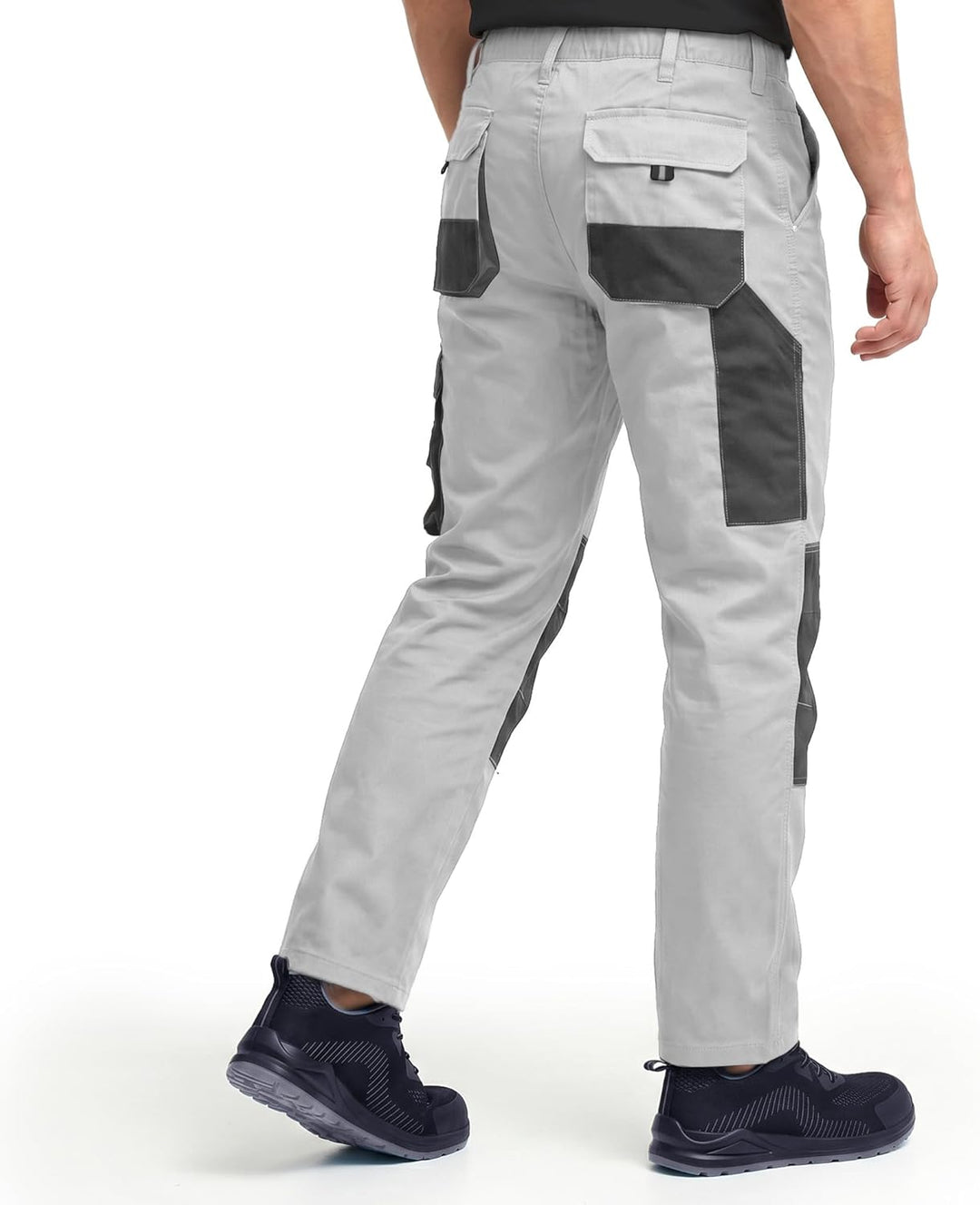 Stenso des-Emerton Lange Herren-Arbeitshosen Männer Cargo-Bundhosen mit Kniepolstertaschen 56 Weiss,