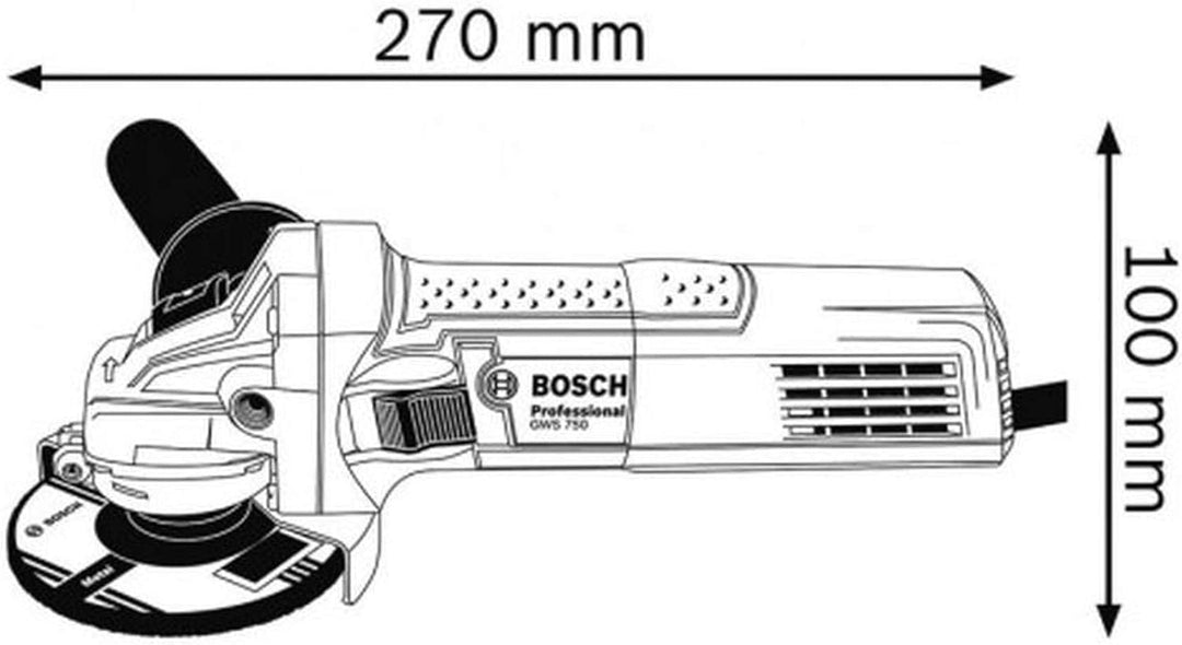 Bosch Professional Winkelschleifer GWS 750 (Scheiben-∅ 125 mm, 750 Watt, inkl. Aufnahmeflansch, Schu