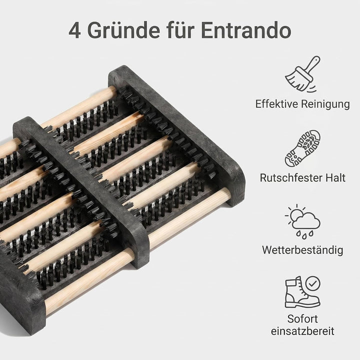 Entrando Schuhabstreifer für aussen - kräftige und robuste Bürsten - pflegeleicht, rutschfest - Fuss