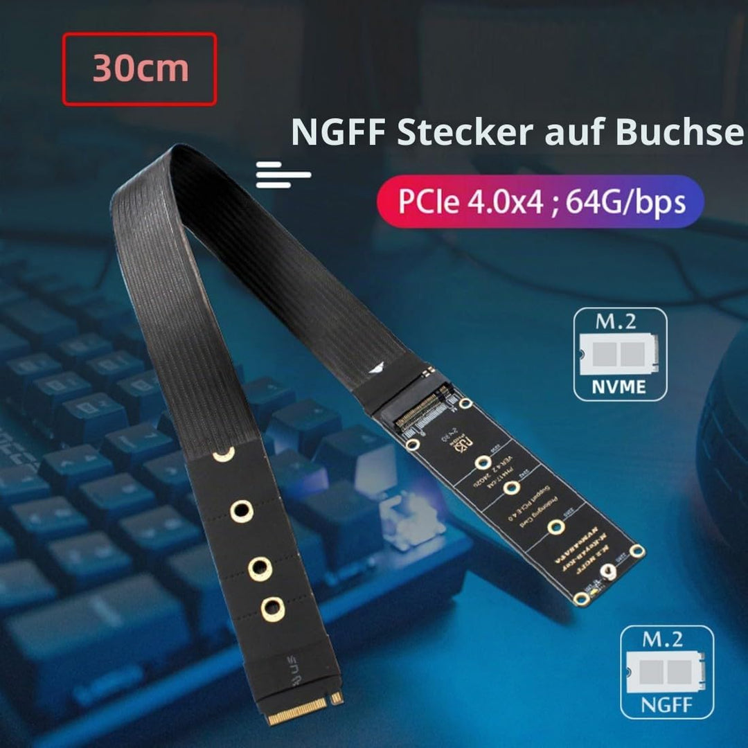 chenyang PCIE 3.0/4.0 M.2 NVME/NGFF SSD Ribbon Flex Extension Card Kabel 30cm Unterstützt 2230/2242/
