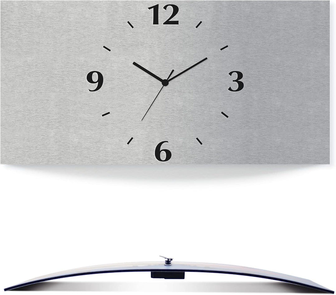 ARTLAND Wanduhr ohne Tickgeräusche Alu Quarzuhr 60x30 cm Eckig Lautlos 3D Design Schlichtes Design M