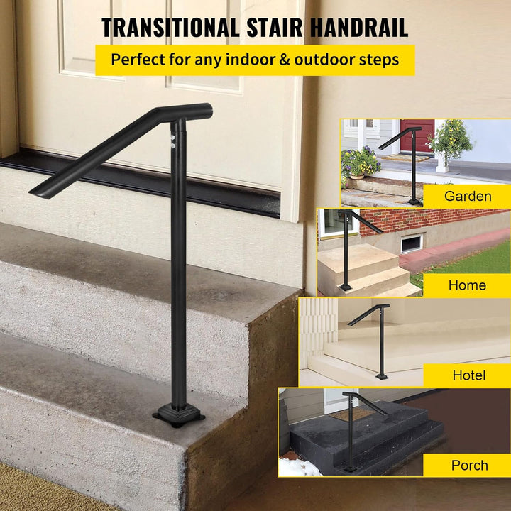 Happybuy Treppengeländer Stahl 102x71,3 cm Handlauf 150 kg Traglast Eingangsgeländer formschön Handl