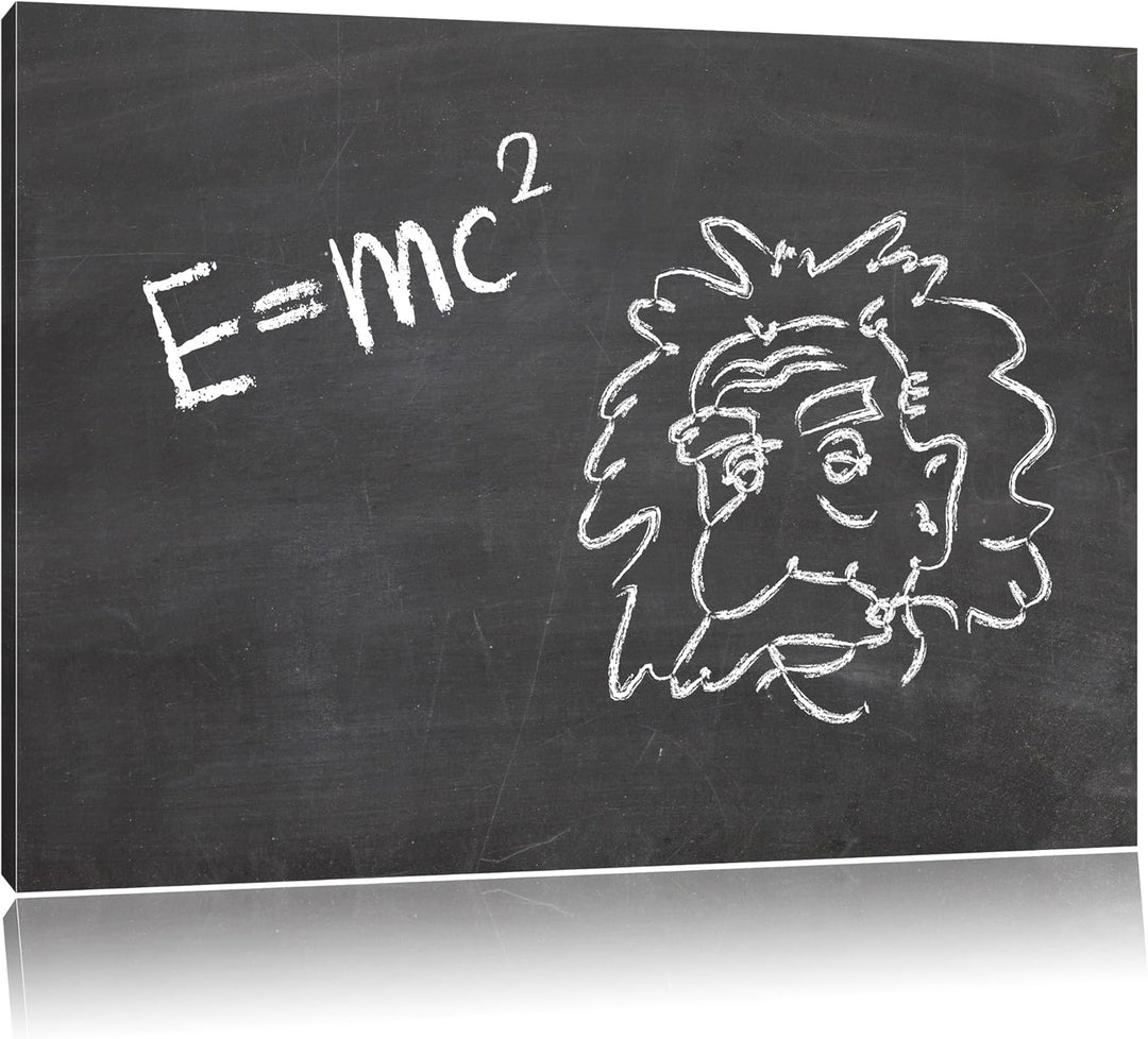 Albert Einstein M=c Format: 100x70 auf Leinwand, XXL riesige Bilder fertig gerahmt mit Keilrahmen, K