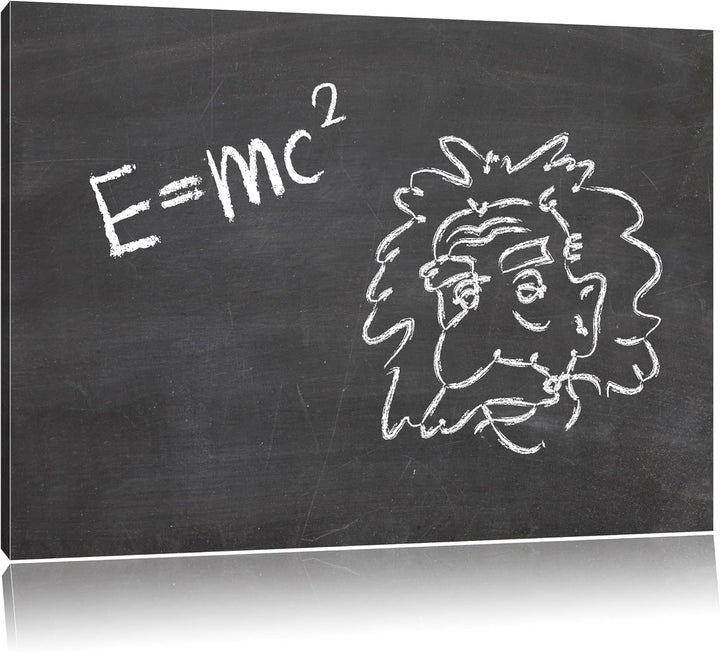 Albert Einstein M=c Format: 100x70 auf Leinwand, XXL riesige Bilder fertig gerahmt mit Keilrahmen, K