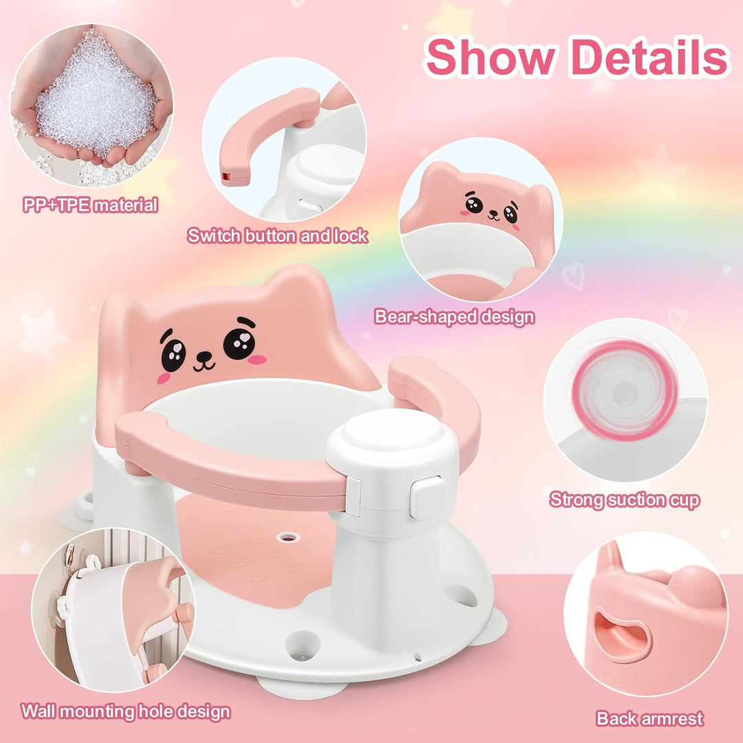 Badewannensitz Baby ab 6 Monate, Baby Badesitz mit 4 Saugnäpfen,Bath Seat für Dusche Oder Badewanne,