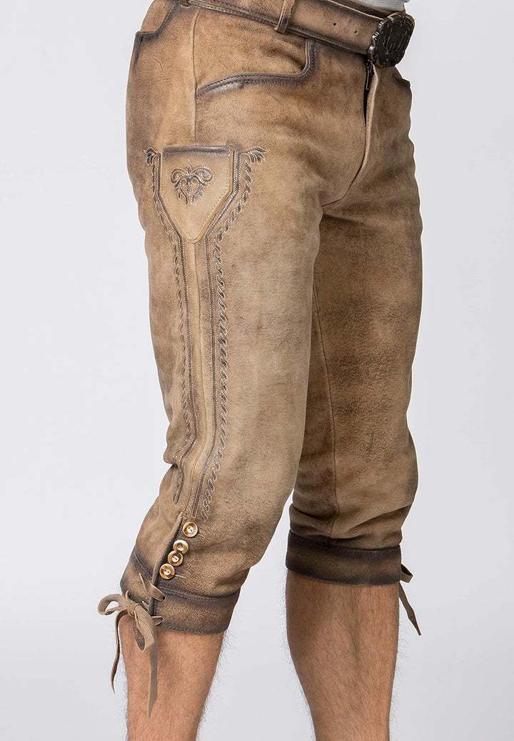 Stockerpoint Herren Lederhose Hose Siggi2, 44 Wood Gespeckt
