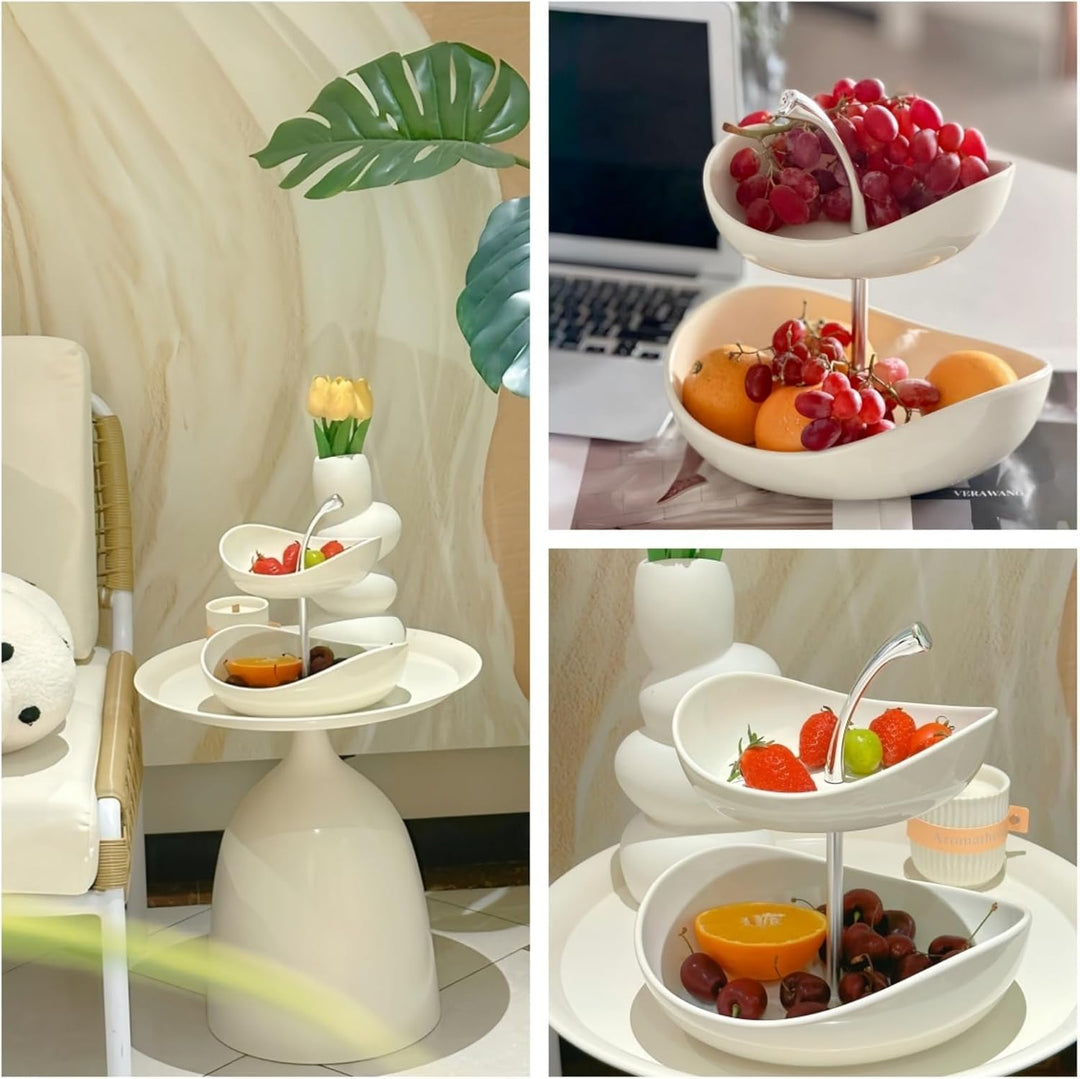 Doppelte Obstschale Modern Mit Zwei Schalen Aus Keramik Und Metallschalen Obstschale Keramik Bei Sna