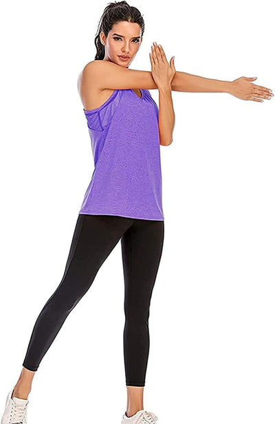 Nekosi Damen Yoga Tanktops Ärmelloses Sportshirt Kleidung Mesh Zurück Fitness Laufen Shirt Sport Obe