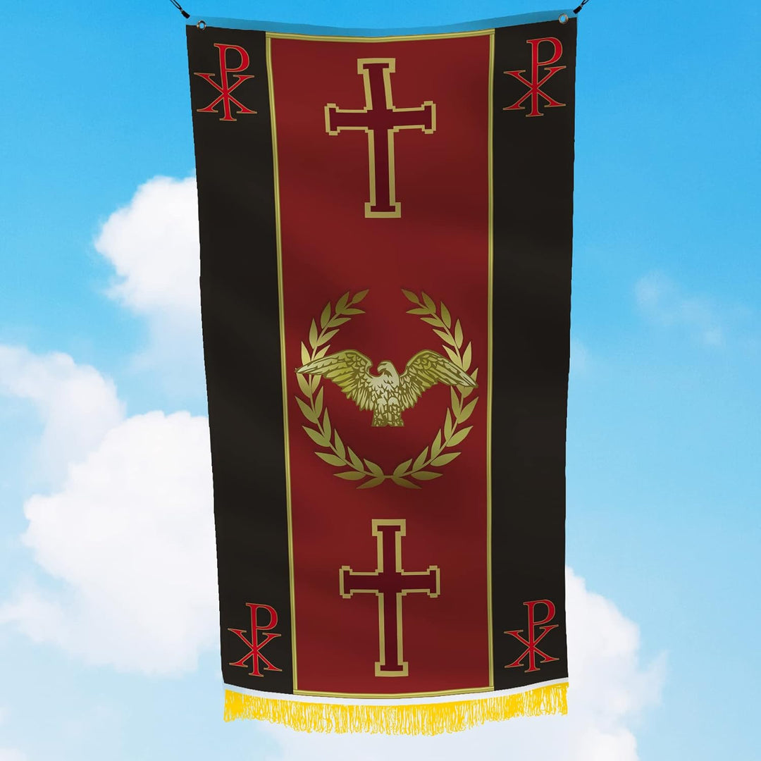 Römisches Imperium-Flaggen-Banner, 9 x 152 cm, lebendige Farben, doppelt genähte Messingösen (christ
