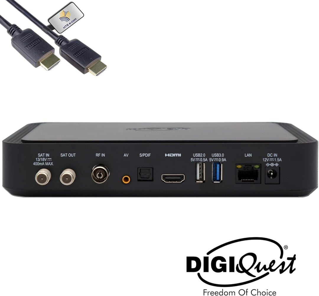 DigiQuest Q99 4K UHD TiVuSat Receiver inkl. Karte + WiFi Stick – Italienischer TV Satelliten-Receive