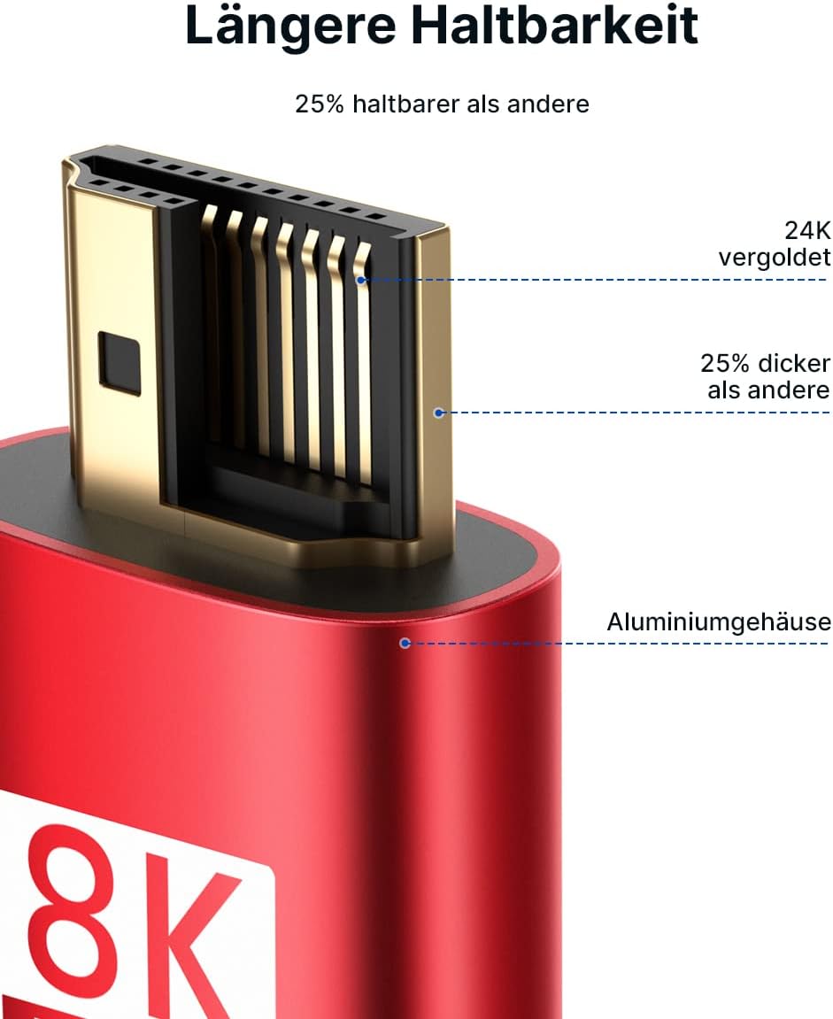 JSAUX 8K HDMI Kabel 7.5Meter 2-Stück | 4K & 8K HDMI 2.1 Kabel 48Gbps High Speed HDMI | 4K@120Hz 144H