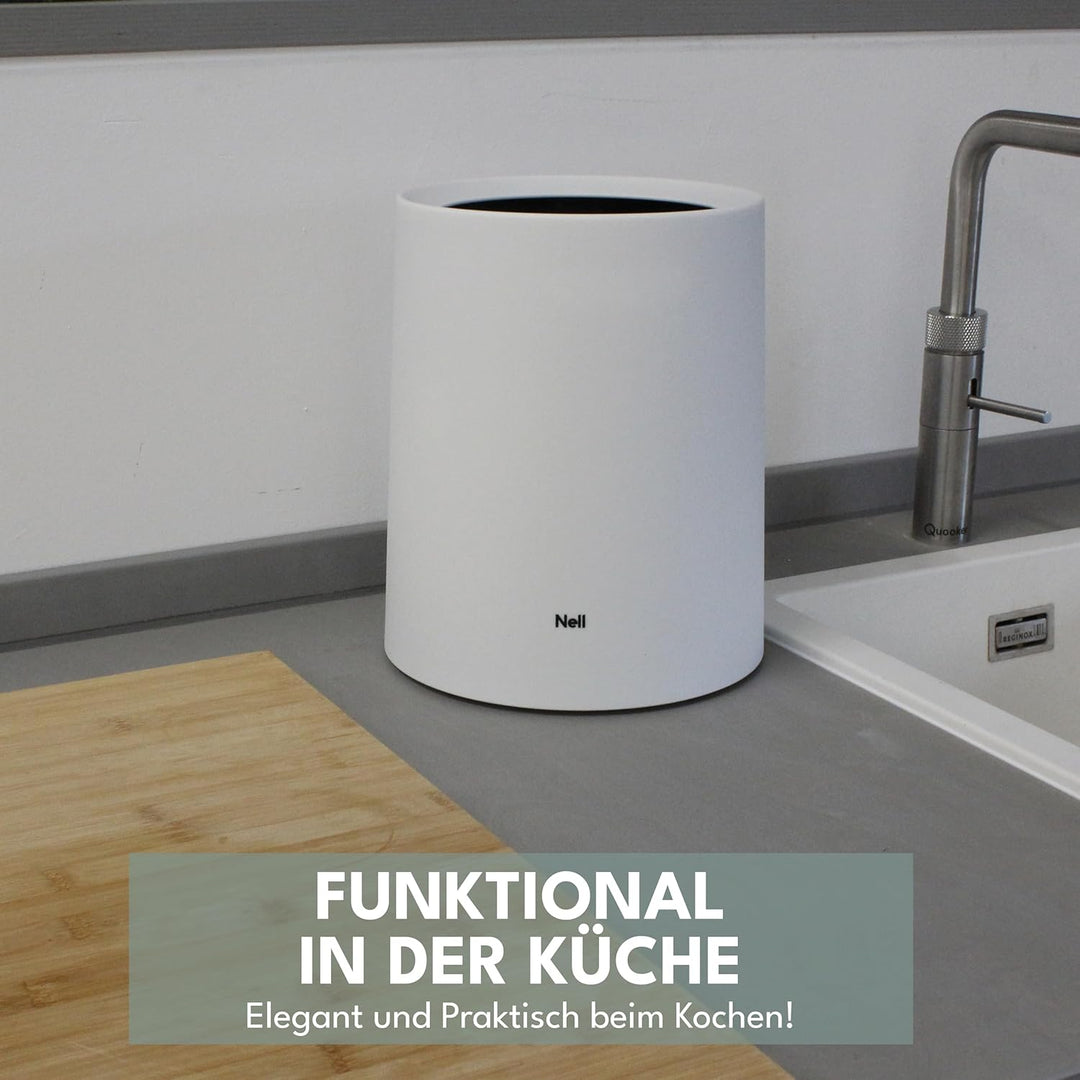 Mülleimer Bad – runder Badezimmer Mülleimer matt mit Schwingdeckel, versteckter Müllbeutel, Kosmetik