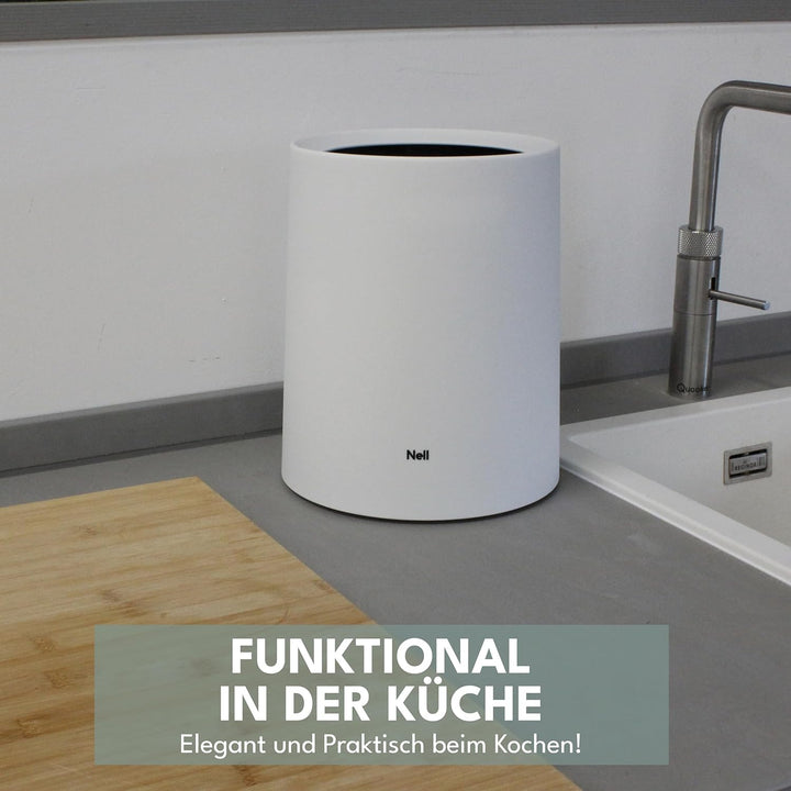 Mülleimer Bad – runder Badezimmer Mülleimer matt mit Schwingdeckel, versteckter Müllbeutel, Kosmetik