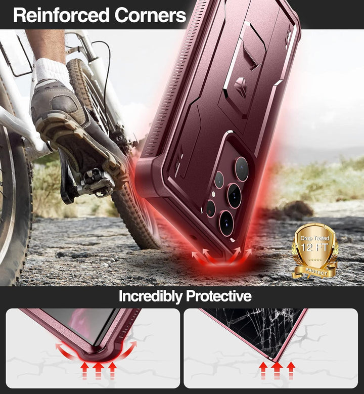 Dexnor Ganzkörperhülle hülle Samsung Galaxy S22 Ultra【Doppelter Frontrahmen & Ständer】, Stossdämpfer