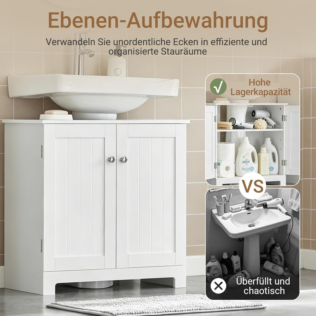 SoBuy BZR18-II-W Waschbeckenunterschrank Badschrank Waschtisch Unterschrank Badmöbel weiss BHT ca: 6