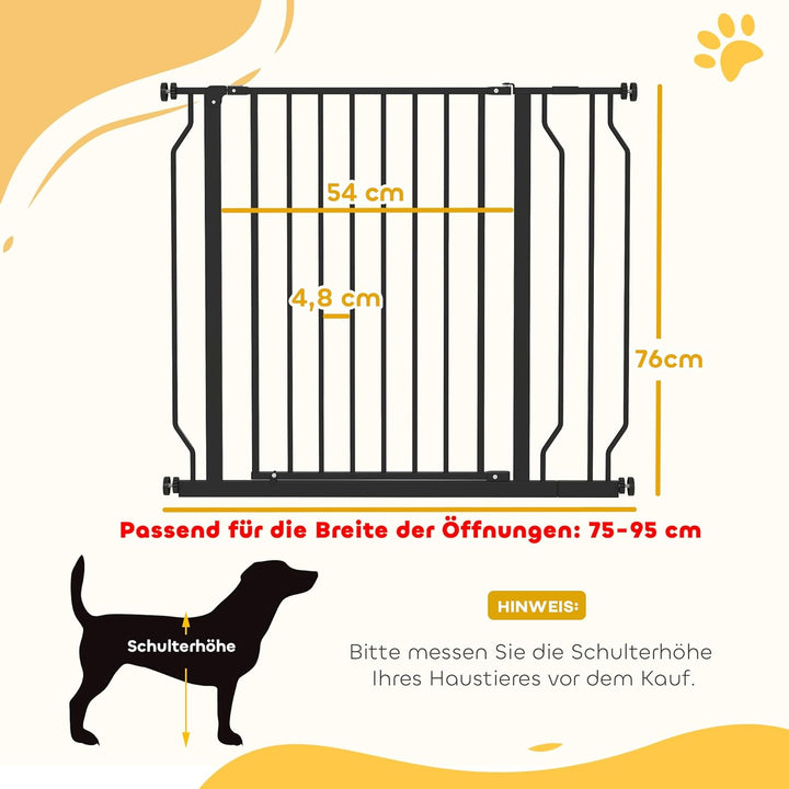 PawHut Türschutzgitter Treppenschutzgitter mit 10 cm Verlängerung Türgitter ohne Bohren Treppengitte