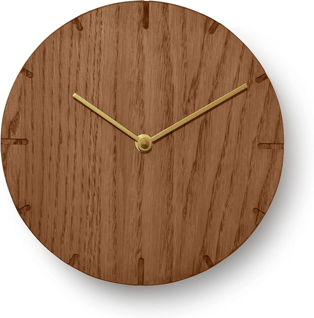 Natuhr Wanduhr Eiche rustikal Holz Solide 20 cm Mini Massivholz, geräuscharmes U.T.S. Uhrwerk (Räuch