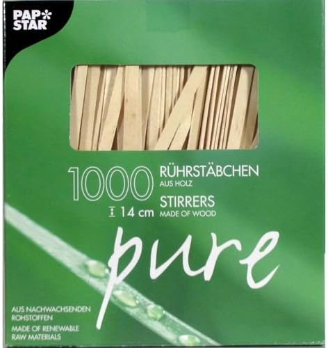 PAPSTAR Rührstäbchen, Holz Pure 14 cm x 5 mm. Menge: 10000 St
