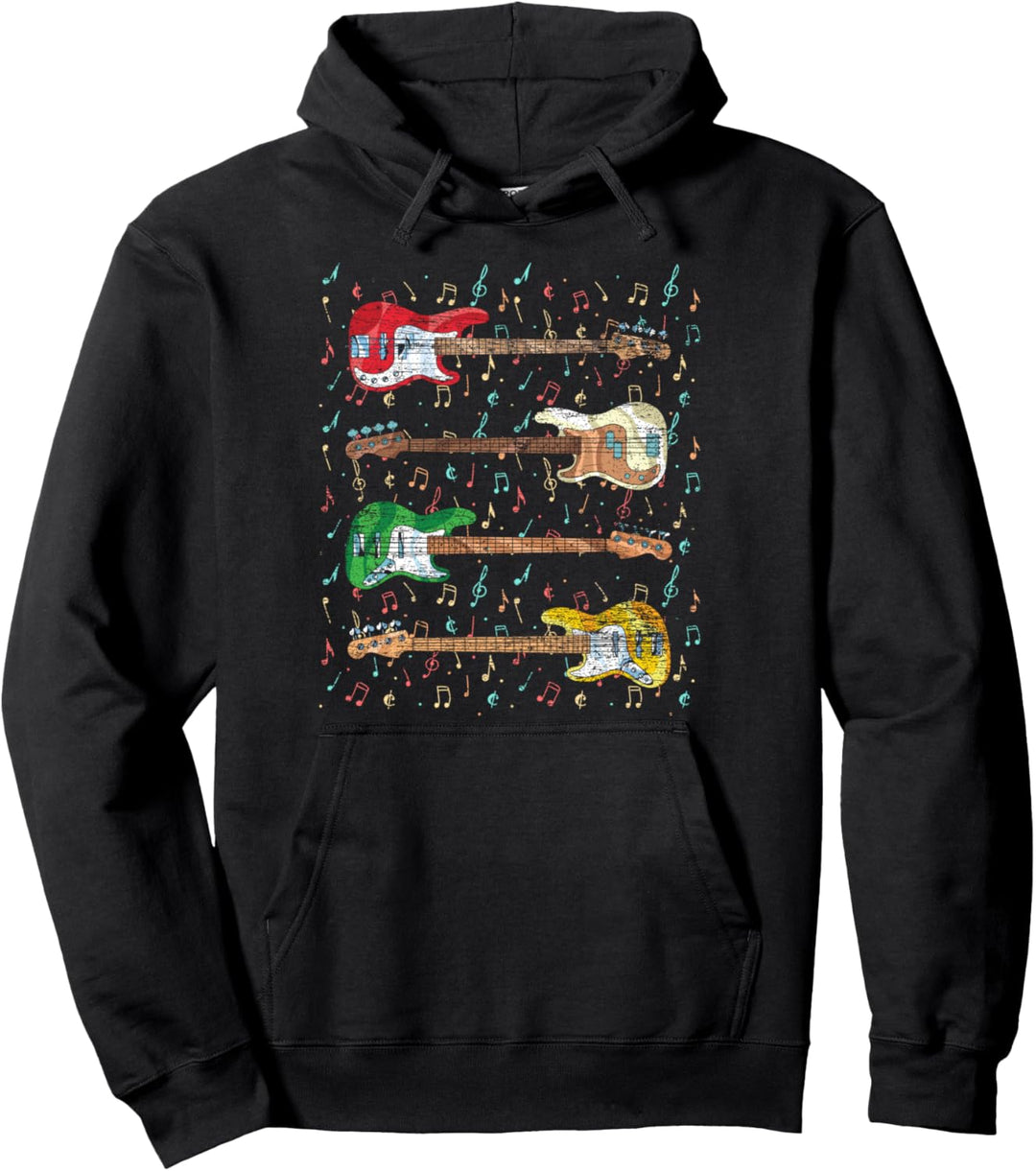 Musik Noten Rock Band Bassist Geschenk Bass Gitarre Pullover Hoodie