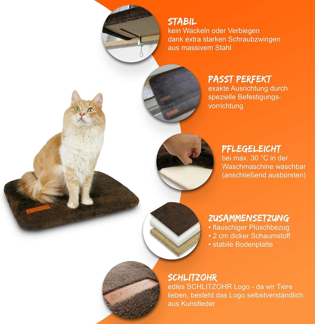 SCHLITZOHR Fensterliegeplatz Teddy | stabile Katzenliege für Fensterbank | Fensterbankliege für Katz