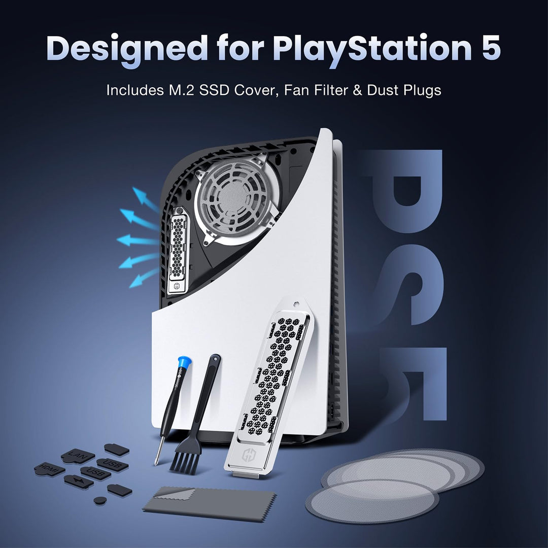 GRAUGEAR Kühl- und Staubschutz-Upgrade für PS5 Original, PS5 M.2 SSD Kühlkörperabdeckung mit Lüfter-