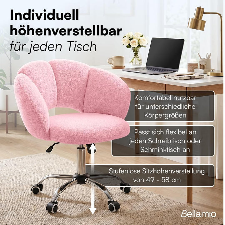 Bellamio Meli Schreibtischstuhl Wolkenform, Rosa, 140 kg, höhenverstellbar, Rosa