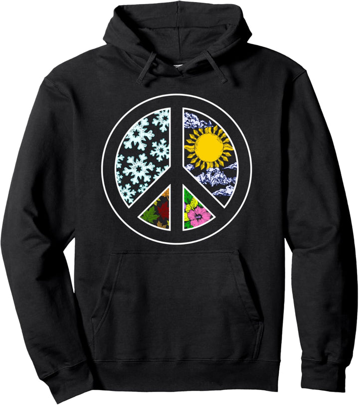 Peace Sign Hippie Vier Jahreszeiten Artsy Natur Wetter Liebh Pullover Hoodie