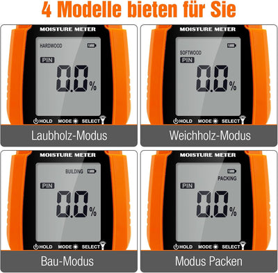Feuchtigkeitsmessgerät Wand, Feuchtemessgerät Mauerwerk 2 in 1 zwei Pins & Pinless Feuchtigkeitsmess