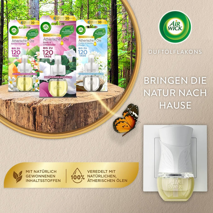 Air Wick Duftstecker – Starter Set mit 3x Nachfüller – Raumduft Sommervergnügen Flieder – 1x Gerät u