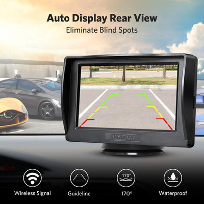 BOSCAM Rückfahrkamera und Monitor Set K1 Wireless Einparkhilfe mit 14.4 cm/4.3" Zoll LCD Farbdisplay