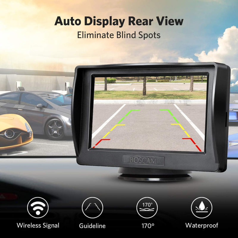 BOSCAM Rückfahrkamera und Monitor Set K1 Wireless Einparkhilfe mit 14.4 cm/4.3" Zoll LCD Farbdisplay