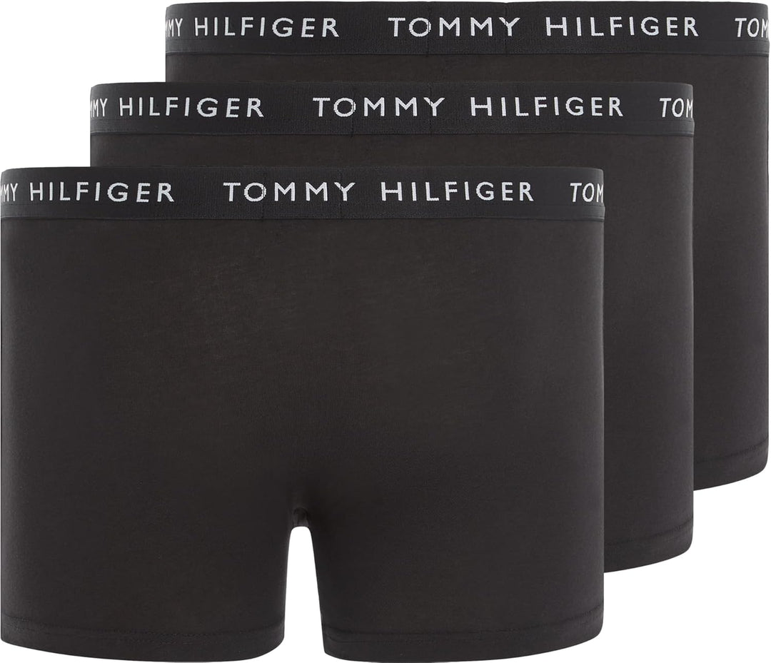 Tommy Hilfiger Herren 3er Pack Boxershorts Trunks Unterwäsche, Schwarz (Black/Black/Black)