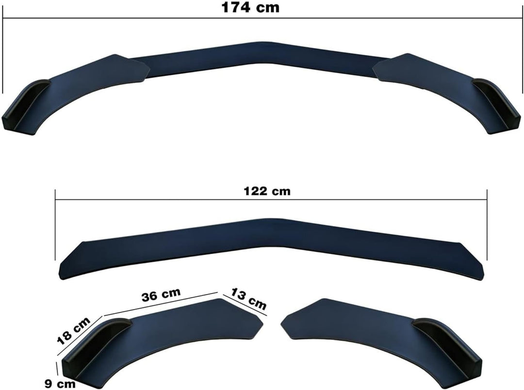 Simoni Racing Universelle Frontspoilerlippe 'Lip Splitter' - 3-teilig - ABS Schwarz