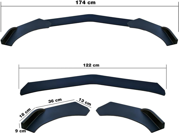 Simoni Racing Universelle Frontspoilerlippe 'Lip Splitter' - 3-teilig - ABS Schwarz