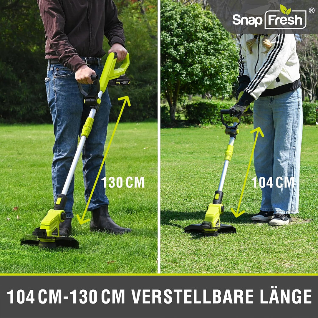 SnapFresh Akku-Rasentrimmer 20V Freischneider (mit Akku und Ladegerät, Schneller Fadenwechsel, 30.5c