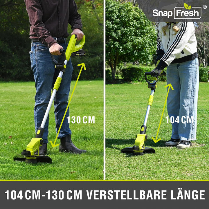 SnapFresh Akku-Rasentrimmer 20V Freischneider (mit Akku und Ladegerät, Schneller Fadenwechsel, 30.5c