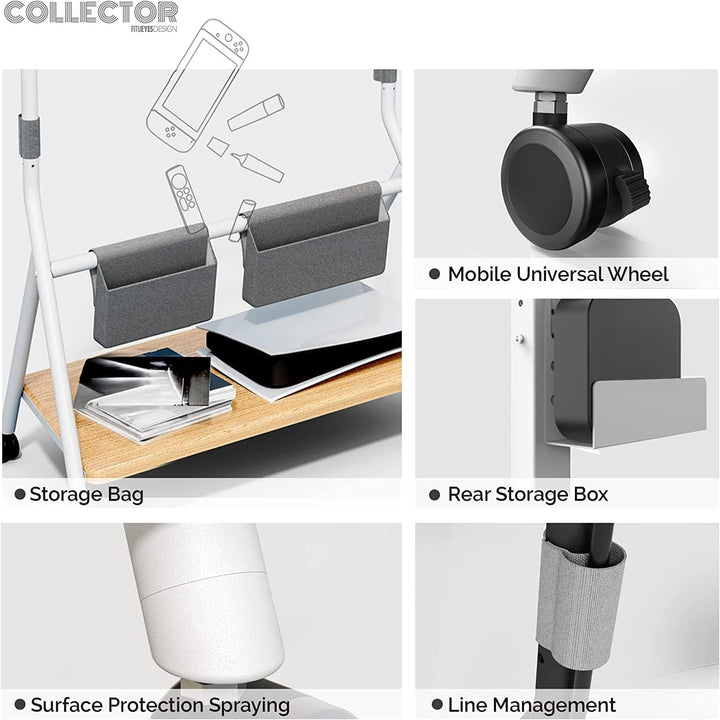 FITUEYES Design Mobiler TV Ständer Rollbar, TV Stand für 55 60 65 70 75 78 Zoll TV bis 45kg, Höhenve