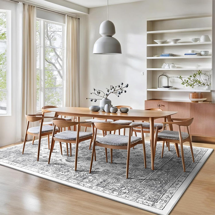 Enyhom Teppich Wohnzimmer 120 x 180 cm Schlafzimmer Teppich, Grosser Waschbarer Kurzflorteppich Vint