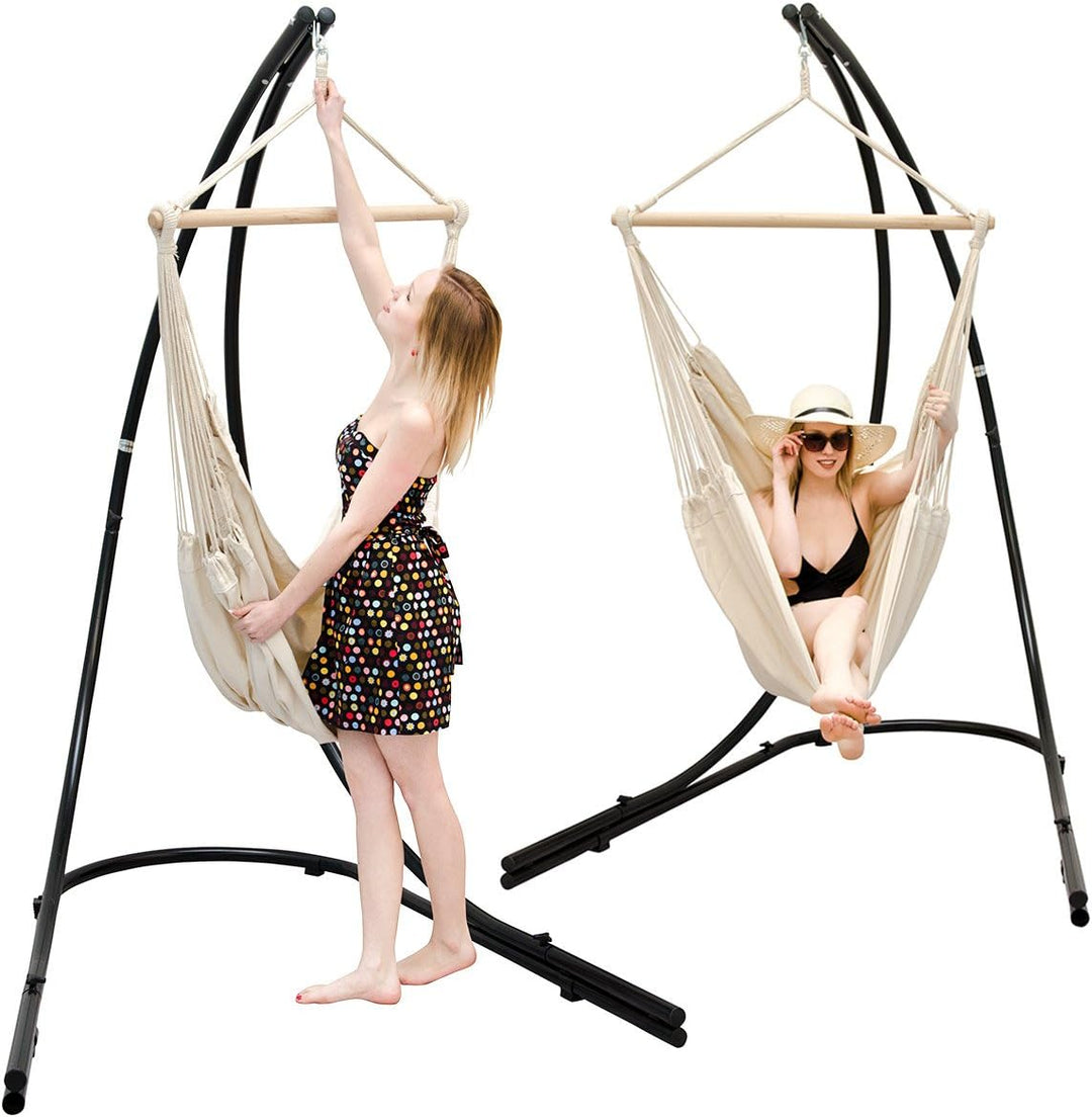 AMANKA XXL Hängesessel mit Gestell Outdoor - 210cm Metall Hängesesselgestell - 185x130cm Hängestuhl