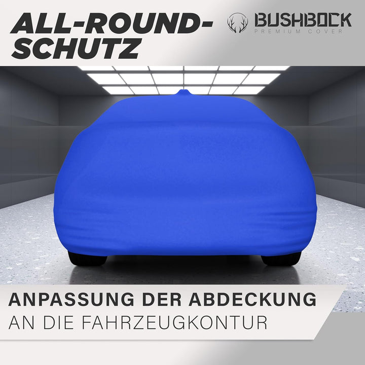 BUSHBOCK® Premium Autoabdeckung Indoor - Satin Schutzhülle Stoff - Abdeckplane Autoplane Autogarage
