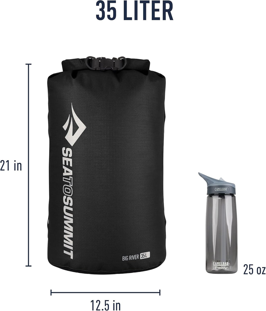 Sea to Summit Big River Dry Bag, Ultra-langlebige Roll-Top-Trockenaufbewahrung Black (Schwarz) Sport
