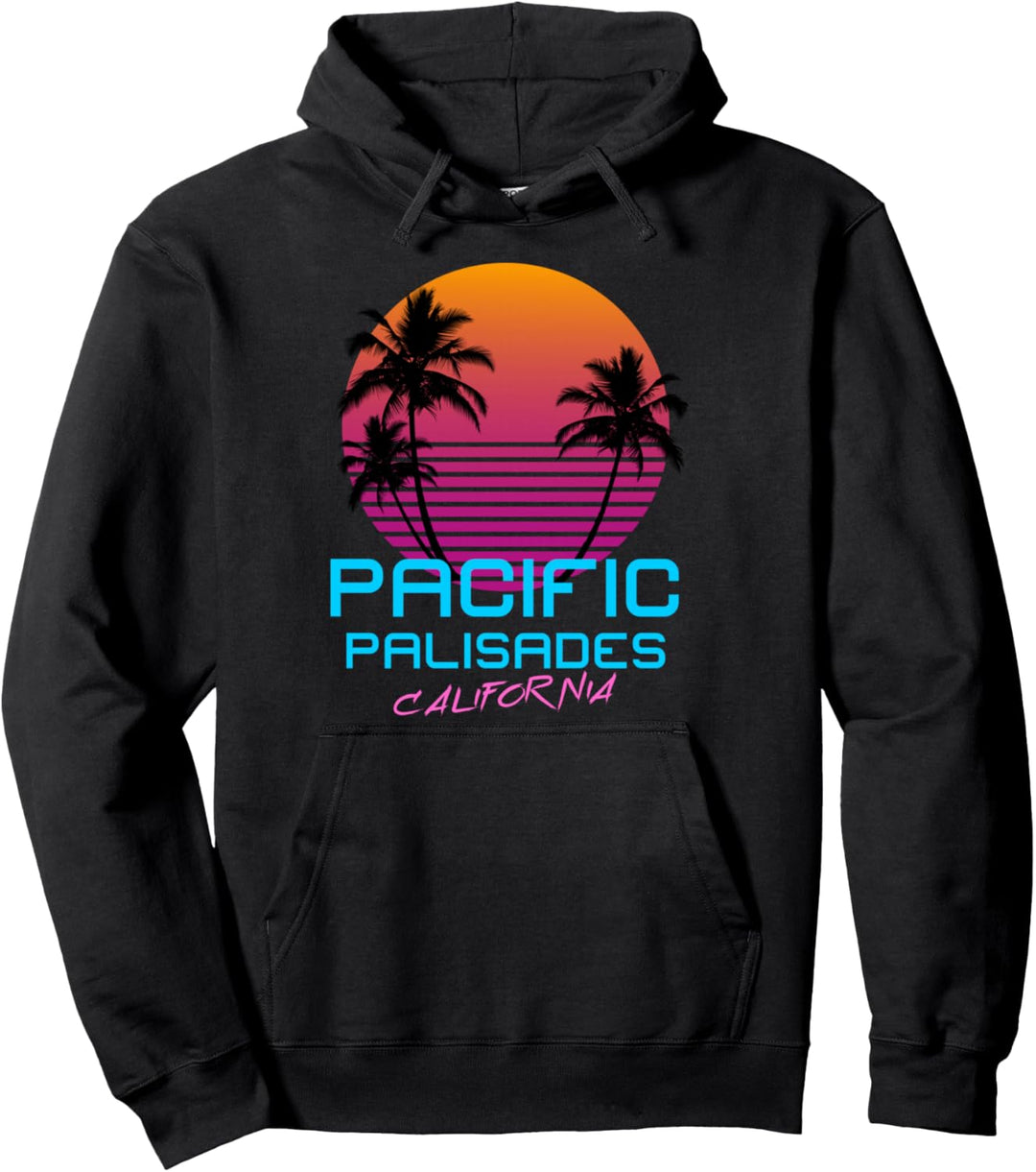 Pacific Palisades California Retro 80s Pullover Hoodie